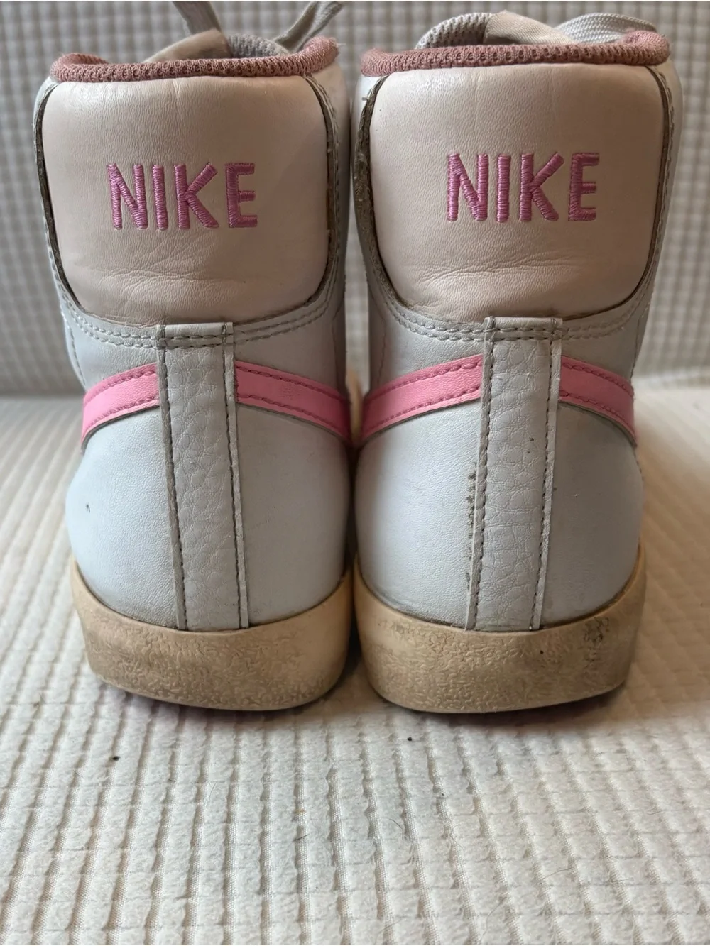 Nike Kid’s Blazer Mid — White with Pink Swoosh